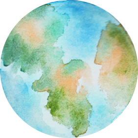 Hand-Painted Watercolor Space Galaxy Earth Blue and Green Planet